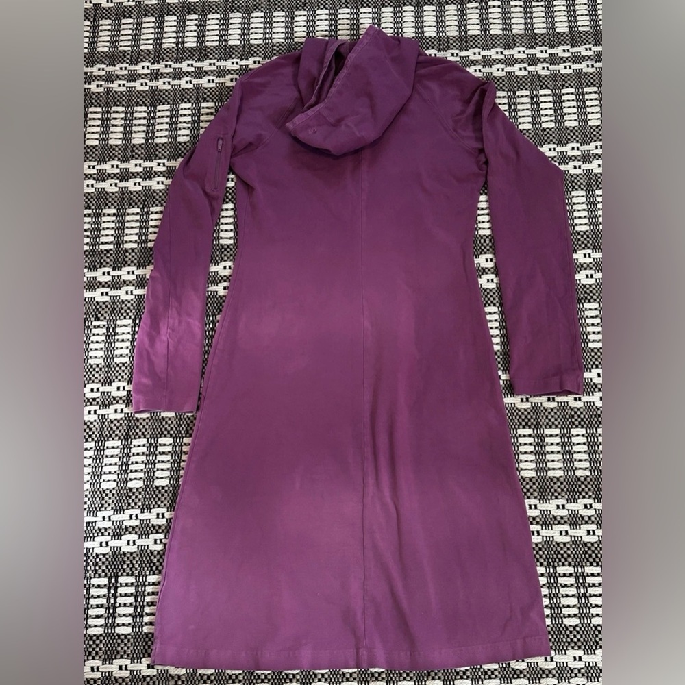 Athleta Women’s Organic Cotton Long Dress Henley Medium Tall Purple Plum Hood - Picture 9 of 11
